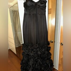 Aqua Black Strapless Dress with Floral Detail